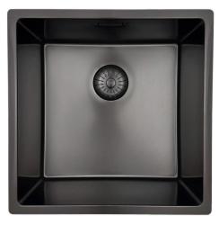 Pure.Sink Prestige spoelbak 40x40cm PVD Gun Metal 10mm radius onderbouw, vlakbouw, opbouw PPG4040-61