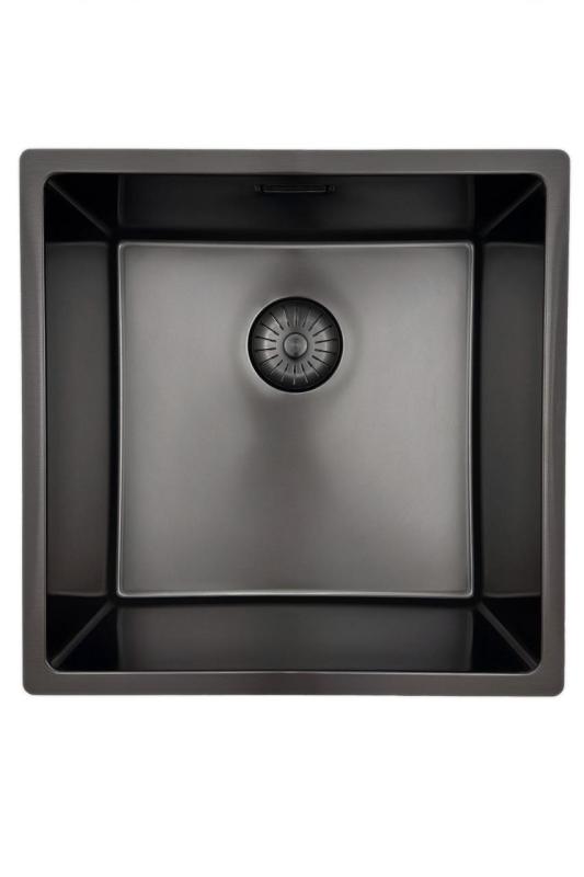 Pure.Sink Prestige spoelbak 40x40cm PVD Gun Metal 10mm radius onderbouw, vlakbouw, opbouw PPG4040-61