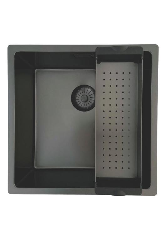 Pure.Sink Prestige spoelbak 40x40cm PVD Gun Metal 10mm radius onderbouw, vlakbouw, opbouw PPG4040-61