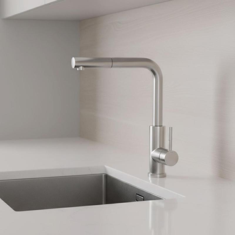 Pure.Sink Elite Steel Spark-S keukenkraan RVS met uittrekbare uitloop PS8041-02