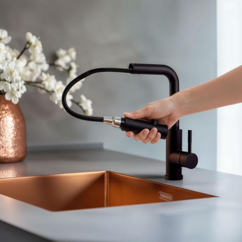 Pure.Sink Elite Steel Spark-S keukenkraan Matzwart met uittrekbare uitloop PS8041-10