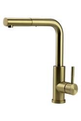 Pure.Sink Elite Steel Spark-S keukenkraan PVD geborsteld goud met uittrekbare uitloop PS8041-60