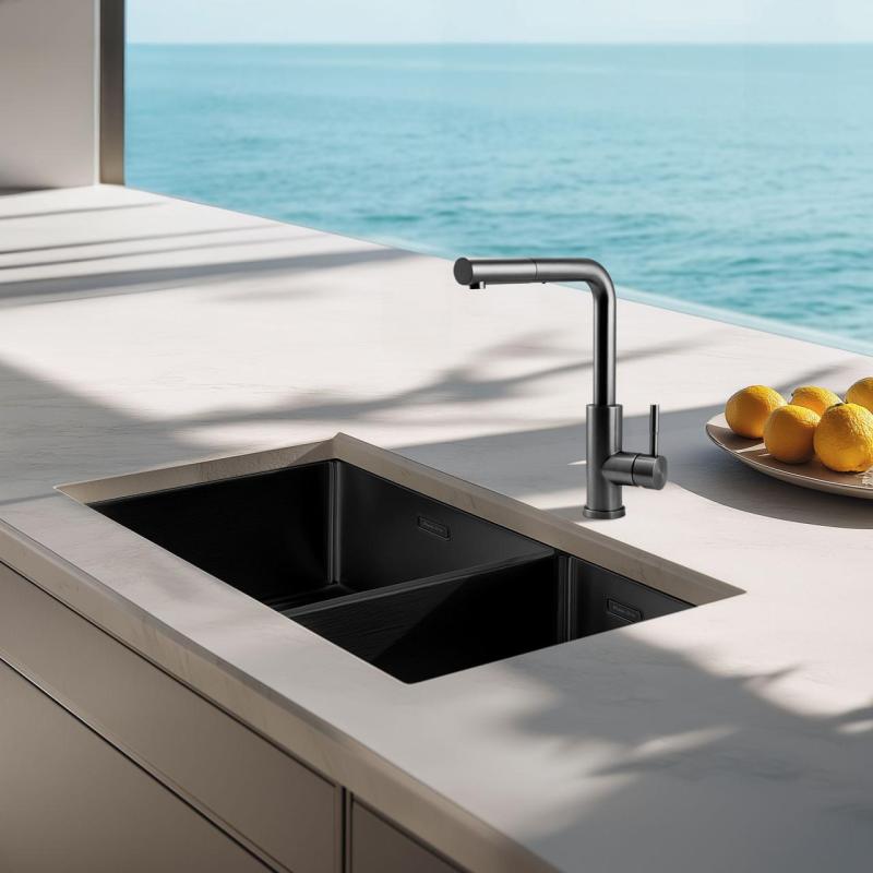 Pure.Sink Elite Steel Spark-S keukenkraan PVD Gun metal met uittrekbare uitloop PS8041-61