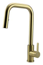 Pure.Sink Elite Steel Crystal-S keukenkraan PVD geborsteld goud met uittrekbare uitloop PS8050-60
