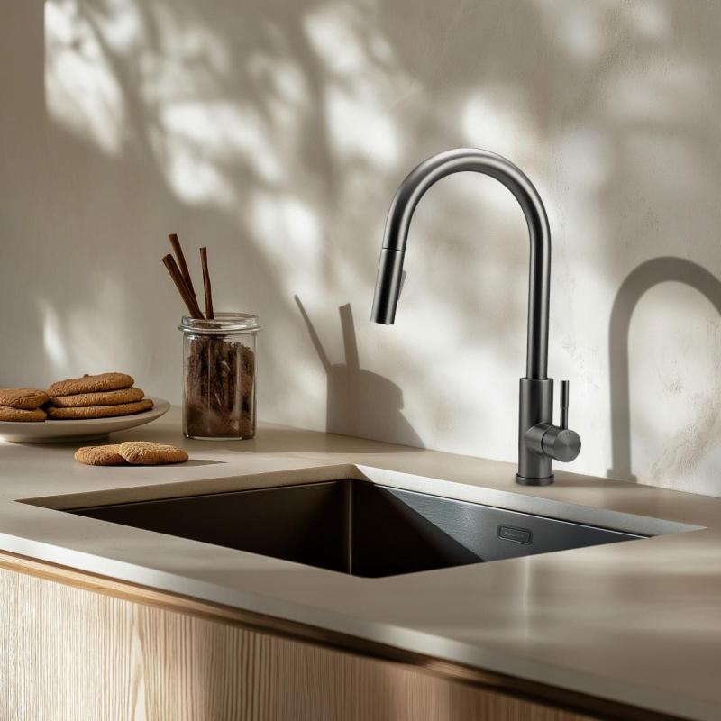 Pure.Sink Elite Steel Stream-S keukenkraan PVD Gun metal met uittrekbare uitloop PS8045-61