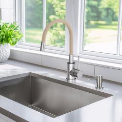 Quadri Bristol Keukenmengkraan RVS met Flexibele Beige Uitloop 1208967664