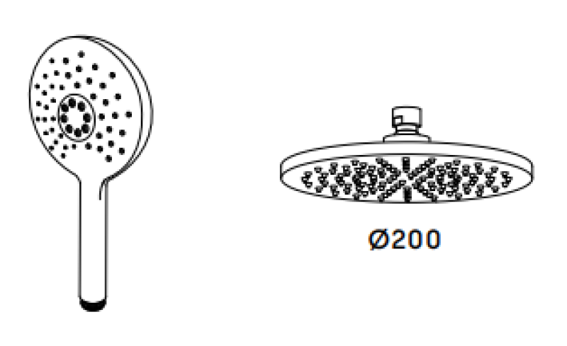 Waterevolution Flow thermostatische douchecombinatie met regendouche PVD goud  White Gold 200mm rond T141TNRWGE