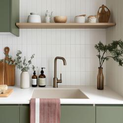 GraniteMy Universal Beige Zand Granieten Spoelbak 40x40 cm opbouw, onderbouw en vlakinbouw met gun metal plug - 1208967919