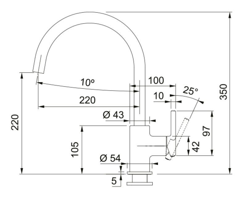 Franke Lina XL Keukenmengkraan Onyx met Draaibare Uitloop 115.0626.020