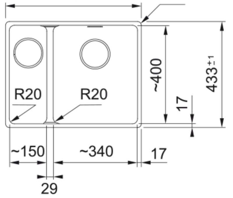 Franke Maris MRG 160-34-15 Fragranite Slate Grey Spoelbak grijs donker Bak Rechts Onderbouw 125.0714.607