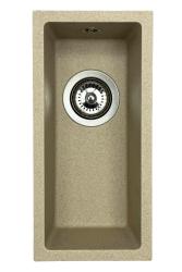 GraniteMy Universal granieten beige zand kleine spoelbak 17x40 cm opbouw onderbouw en vlakinbouw met rvs plug 1208968002