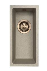 GraniteMy Universal granieten beige zand kleine spoelbak 17x40 cm opbouw onderbouw en vlakinbouw met koperen plug 1208968004