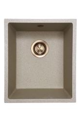 GraniteMy Universal granieten beige zand spoelbak 34x40 cm opbouw onderbouw en vlakinbouw met koperen plug 1208968009