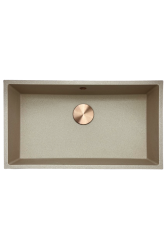 GraniteMy Universal granieten beige zand spoelbak 74x40 cm opbouw onderbouw en vlakinbouw met koperen plug 1208968019