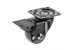 Furniture roller GTV CALIBRO, H=50,5 mm, fi35 mm, with brake, plastic + steel, black