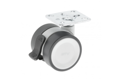 Furniture roller GTV CIRCO, H=61,5 mm, fi50 mm, braked, plastic + steel, grey + light grey