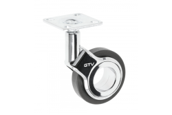 Furniture roller GTV GIRA, H=94 mm, dia60 mm, without brake, plastic + steel, black + chrome
