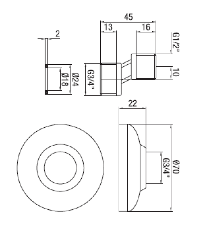 PB S-koppeling chroom 10mm Klassieke Excentriek 1/2” x 3/4”1208969802