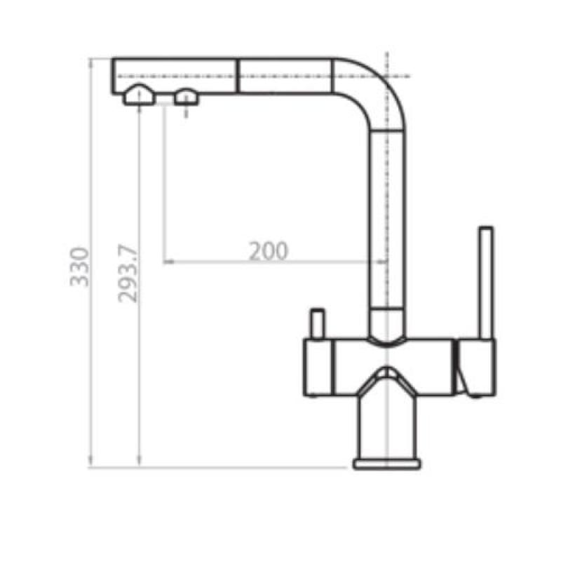 Ausmann Ellington 3-Weg Keukenmengkraan met Uittrekbare Uitloop en Gefilterd Water – Antraciet - 1208970495