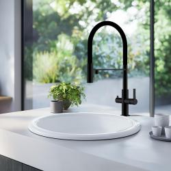 Ausmann Claridge 3-Weg Keukenmengkraan met Flexibele Uitloop en Gefilterd Water – Antraciet- 1208970500