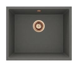 GraniteMy Universal Granieten Grijs, donker Spoelbak 50x40 cm Opbouw, Onderbouw en Vlakinbouw met Koperen Plug 1208970757