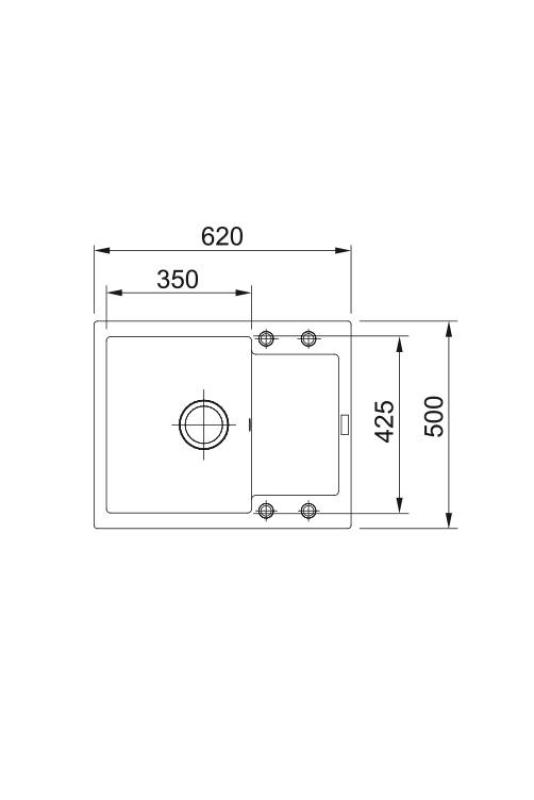 Franke Maris MRG 611-62 Fragranite Mat Zwart Spoelbak 62 x 50 cm Opbouw met Afdruipgedeelte 114.0628.964