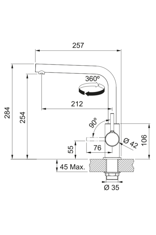 Franke Lina L Keukenkraan Draaibare Uitloop Stone grey 115.0728.480