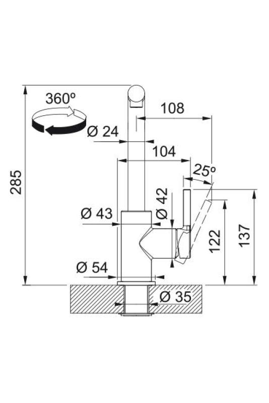 Franke Lina L Keukenkraan Onyx met Uittrekbare Uitloop 115.0728.484