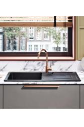 Ausmann Ceramic Sylva Keramische Zwarte Spoelbak met Afdruipgedeelte 1000 x 500 mm  1208971125