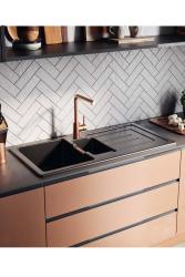 Ausmann Ceramic Sylva 1,5 Keramische Zwarte mat Spoelbak met Afdruipgedeelte 1000 x 500 mm 1208971127