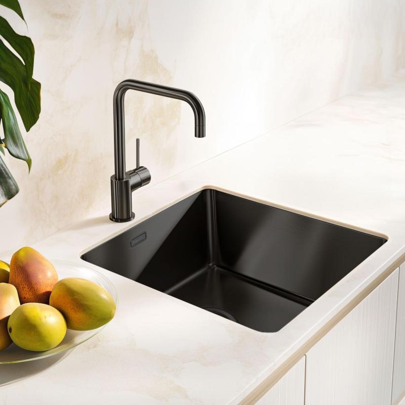 Pure.Sink Exclusivo Gun metal spoelbak 40x40 cm 10mm radius onderbouw, vlakbouw en opbouw PEX4040-61