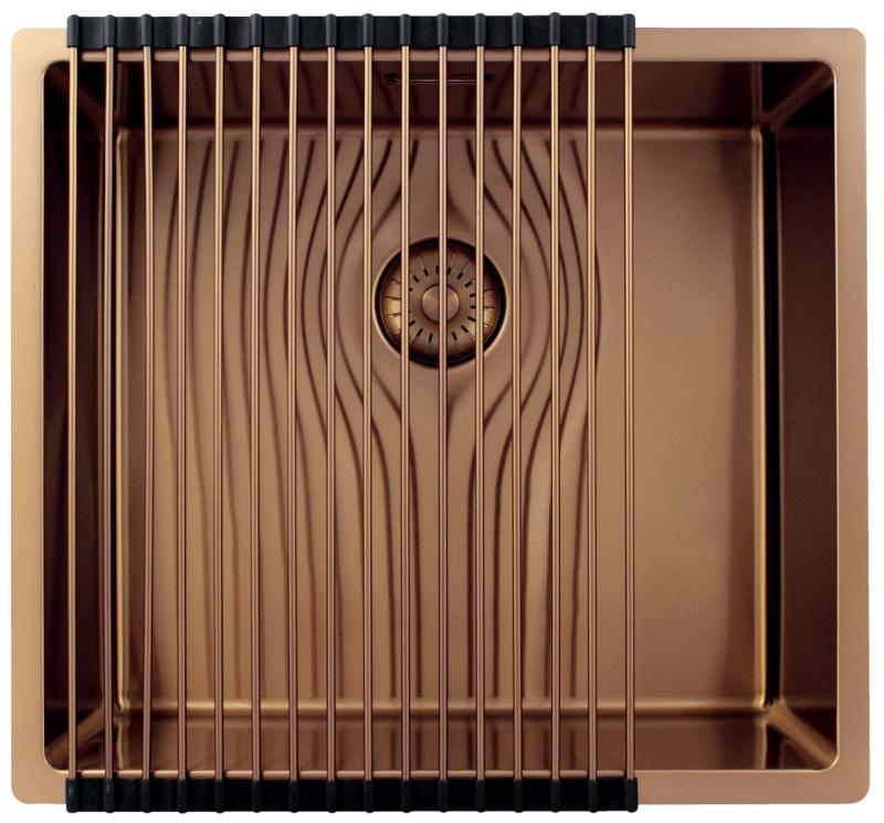 Pure.Sink Exclusivo Koperen spoelbak 45x40 cm 10mm radius onderbouw, vlakbouw en opbouw PEX4540-62