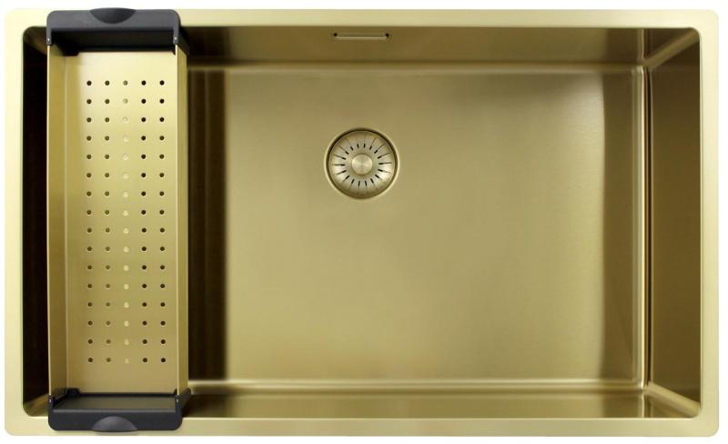 Pure.Sink Exclusivo grote Gouden spoelbak 70x40 cm 10mm radius onderbouw, vlakinbouw en opbouw PEX7040-60