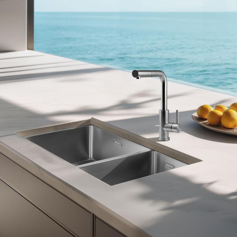 Pure.Sink Exclusivo RVS 1,5 anderhalve spoelbak 34+18 cm 10mm radius PEX341840-02