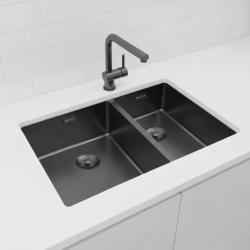 Pure.Sink Exclusivo Gun Metal 1,5 anderhalve spoelbak 34+18 cm 10mm radius PEX341840-61