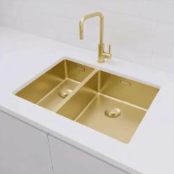Pure.Sink Exclusivo Gouden 1,5 anderhalve spoelbak 18+34 cm 10mm radius PEX183440-60