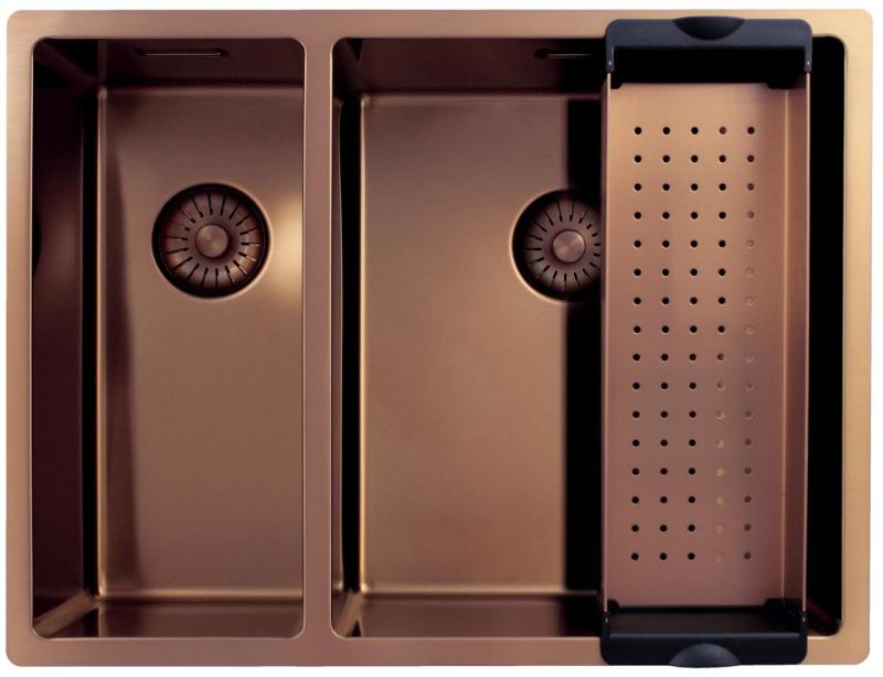 Pure.Sink Exclusivo Koperen 1,5 anderhalve spoelbak 18+34cm 10mm radius PEX183440-62