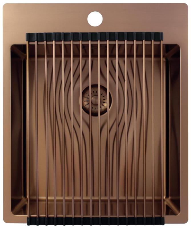 Pure.Sink Exclusivo Koperen spoelbak 44x52 cm Tapwing met kraangatbank 10mm radius PEX4040T-62