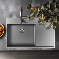 Pure.Sink Exclusivo RVS spoelbak met afdruipgedeelte 86x52 cm Tapwing links PEX5086LT-02