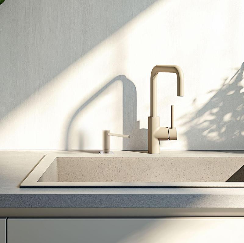 Franke Active keuken inbouw zeepdispenser graniet Coffee cream 112.0633.091