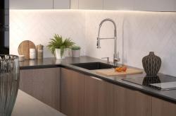 Quadri Redwick  keukenmengkraan RVS met half-flexibele uitloop en douche met 2 straalsoorten plus waterstop-functie 1208971411