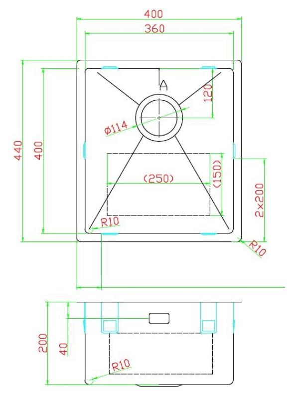Pure.Sink Luxion PVD Zwarte spoelbak 36x40 cm onderbouw, vlakinbouw en opbouw PLX3640-63