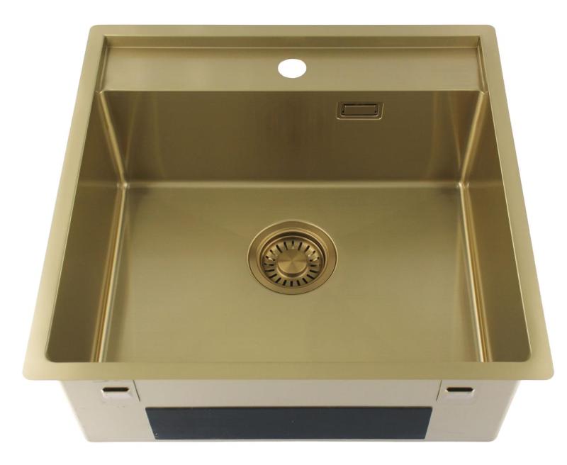 Pure.Sink Luxion Gouden spoelbak 51x50 cm Tapwing met kraangatbank PLX5150T-60