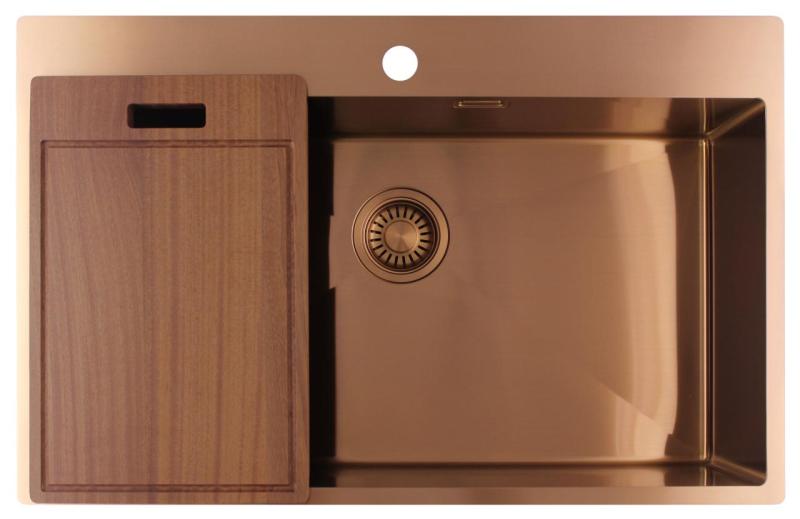 Pure.Sink Luxion Grote Koperen spoelbak 78x50 cm Tapwing met kraangatbank PLX7850T-62