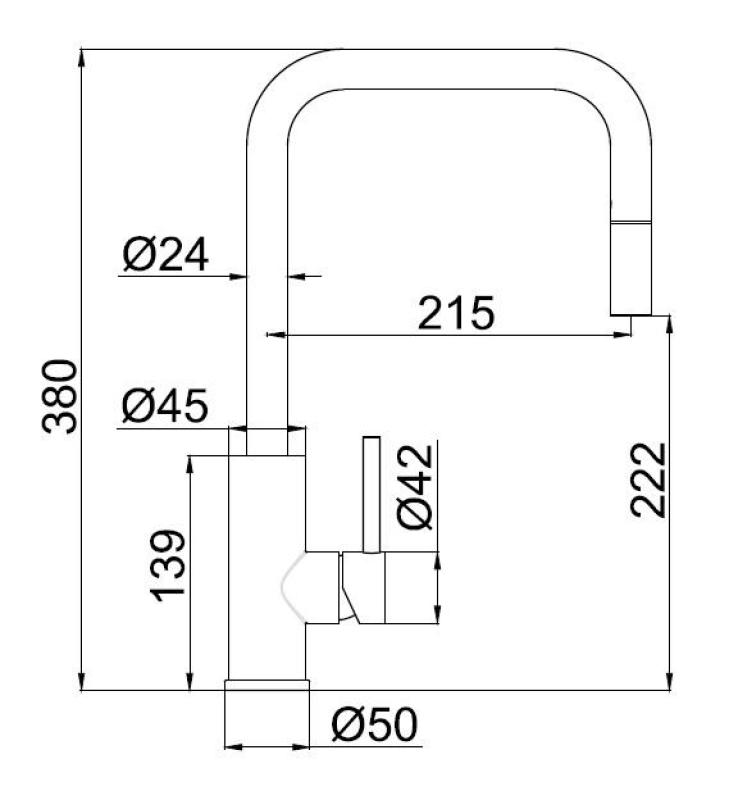 Pure.Sink Luxion Koperen keukenkraan square met uittrekbare uitloop PLXSQUA-62