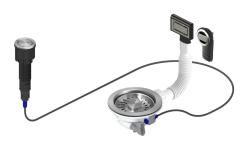 Granitemy RVS Afvoerset inclusief drukknop-waste met plug, plus rechthoekige en ronde overloop 1208971748