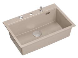 Quadri Hard Rock Beige granieten opbouw grote spoelbak 76x50cm inclusief rvs plug en accessoires 1208971751