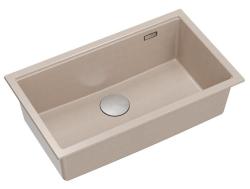 Quadri Newport II grote en diepe spoelbak graniet opbouw en onderbouw Beige spoelbak 76x45cm met rvs plug 1208971760