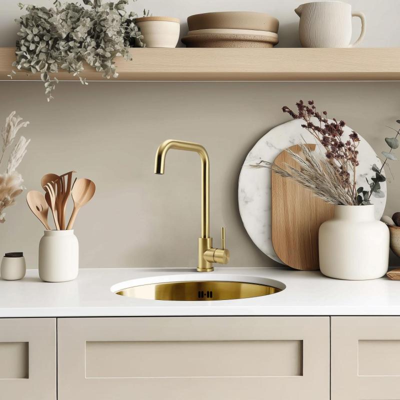 Pure.Sink Rondo Gouden Ronde Spoelbak vlakinbouw, onderbouw en opbouw 38 cm PRN38-60