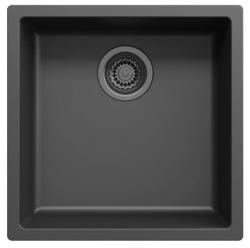 Ausmann Fibre zwarte spoelbak 40x40cm onderbouw, opbouw en vlakinbouw met automatische gun metal plug 1208971854